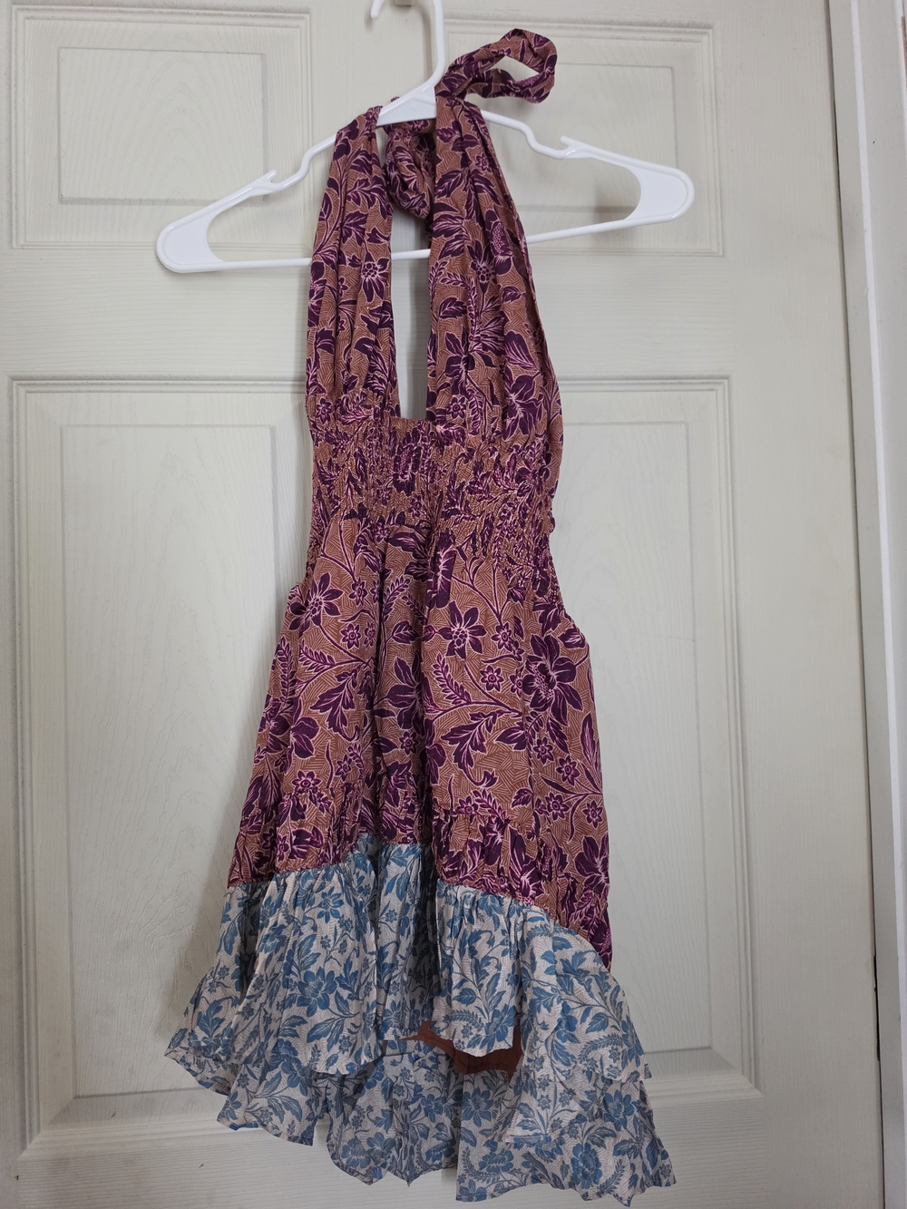 Floral Halter Tiered Sundress in Purple & Blue